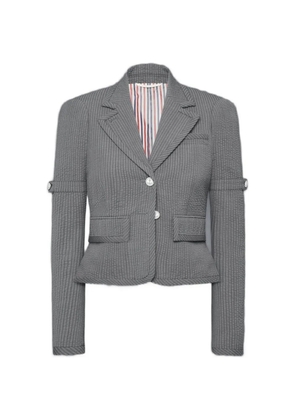 Thom Browne seersucker cropped blazer - Grey