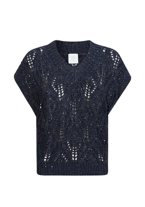 Eleventy open-knit V-neck T-shirt - Blue