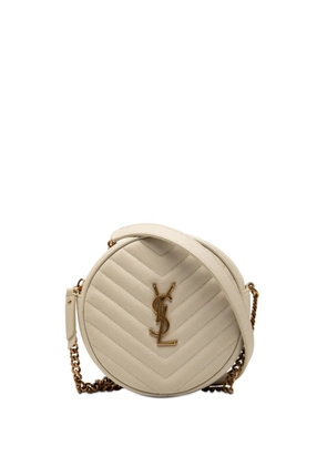Saint Laurent Pre-Owned 2019 Grain De Poudre Chevron Round Vinyle Camera Bag crossbody bag - White