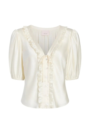 Cinq A Sept Seraphina ruffled V-neck top - Neutrals