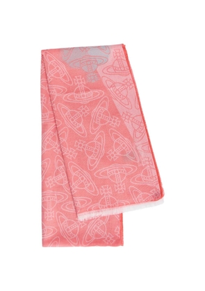 Vivienne Westwood print fringed scarf - Pink
