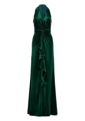 Tadashi Shoji Cider Twist-Drape velvet gown - Green