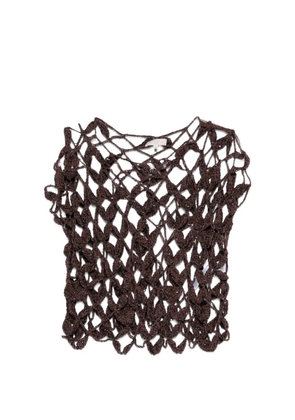 Antonelli crochet open knit top - Brown
