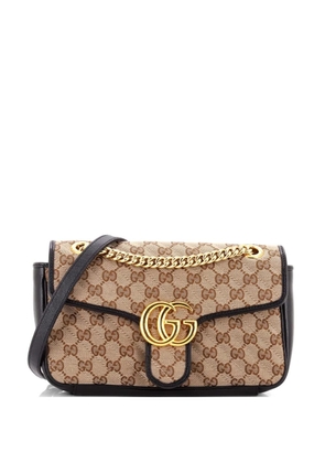 Gucci Pre-Owned GG Marmont Flap Bag Diagonal Quilted GG Canvas with Leather Small shoulder bag - Black