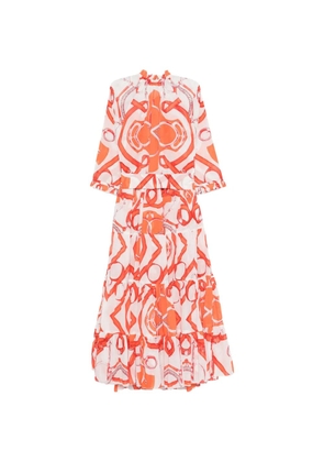 Samantha Sung ruffled printed midi dress - White