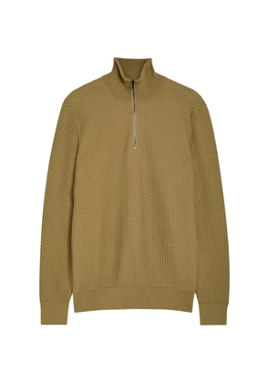 BOSS quarter-zip cotton sweater - Neutrals
