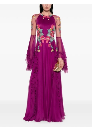 Costarellos floral ruffled dress - Purple