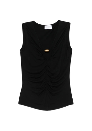 Clips gathered v-neck top - Black