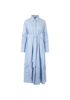 MARCCAIN striped ruffled midi dress - Blue