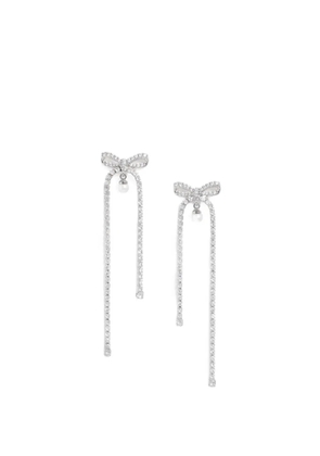Self-Portrait crystal-embellished bow earrings - Silver
