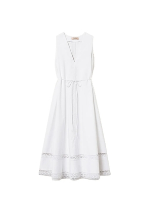 TWINSET lace-trimmed V-neck midi dress - White