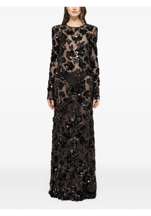 NISSA sequinned tulle maxi dress - Black