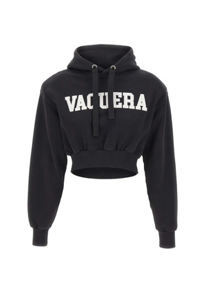 Vaquera logo-detail cropped hoodie - Black