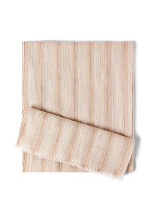 Brunello Cucinelli linen scarf with sparkling regimental stripes - Neutrals