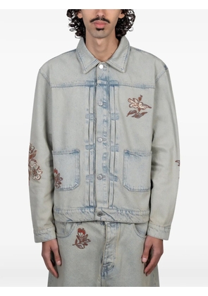 Drôle De Monsieur embroidered denim jacket - Blue