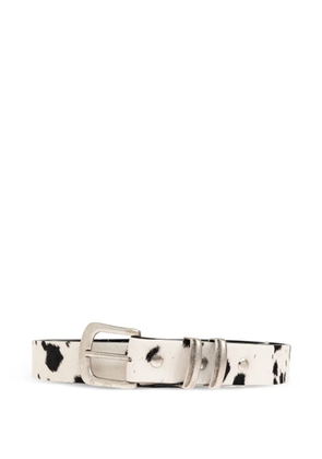 Represent cow print buckle belt - White