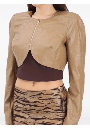 Elisabetta Franchi textured zip jacket - Neutrals