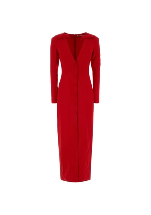 Alessandra Rich Cady V-neck button maxi dress - Red