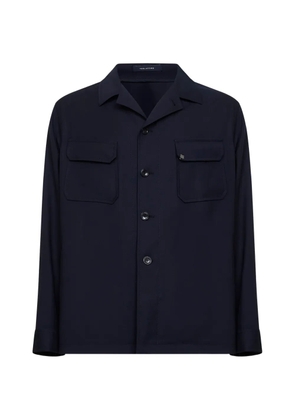 Tagliatore button logo wool shirt - Blue
