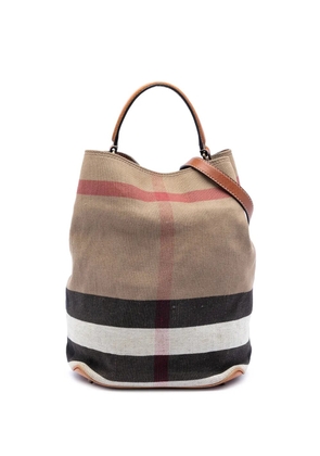 Burberry Pre-Owned 2000-2017 Medium Mega Check Canvas Ashby Bucket Bag satchel - Brown