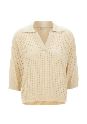 Kangra openwork V-neck T-shirt - Neutrals