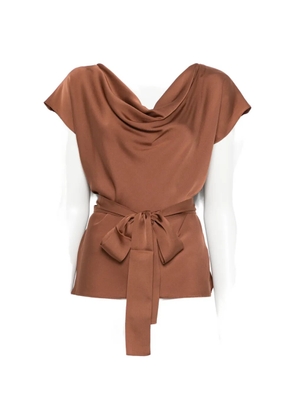 SILK95FIVE Mizner cowl-neck tie-waist blouse - Brown
