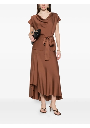 SILK95FIVE Mizner cowl-neck tie-waist blouse - Brown