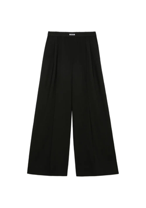 MSGM logo-waistband pleated-design trousers - Black