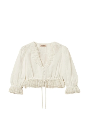 TWINSET ruffled cropped shirt - White