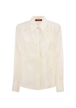 Max Mara Mseagi embroidered-flower silk shirt - Neutrals