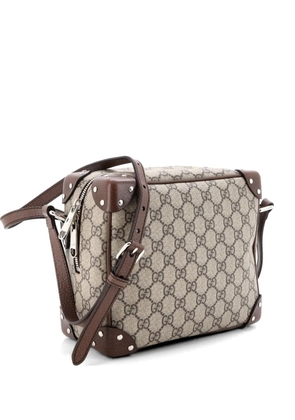 Gucci Pre-Owned Trunk Shoulder Bag GG Coated Canvas with Studded Leather crossbody bag - Brown