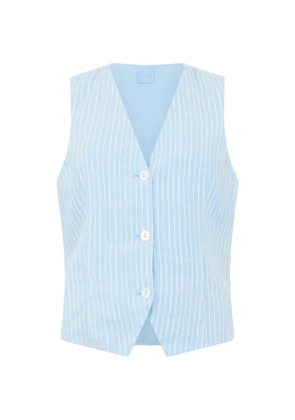 120% Lino striped button-down vest - Blue