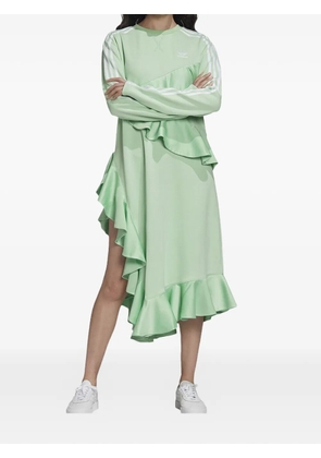 adidas ruffled long-sleeve asymmetric dress - Green