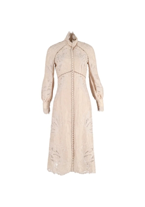 ZIMMERMANN embroidered long-sleeve midi dress - Neutrals