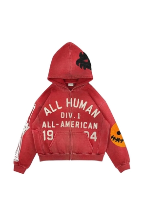 ALL HUMAN logo-patch hoodie - Red