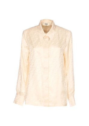 FENDI logo button shirt - Neutrals