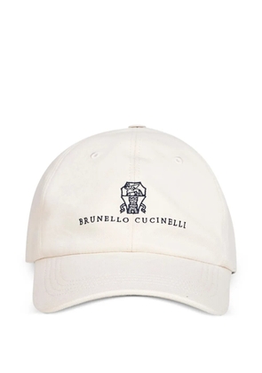 Brunello Cucinelli embroidered crest logo cap - White