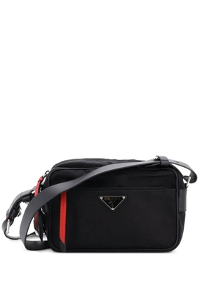 Prada Pre-Owned New Vela Shoulder Bag Tessuto with Studded Leather Small crossbody bag - Black