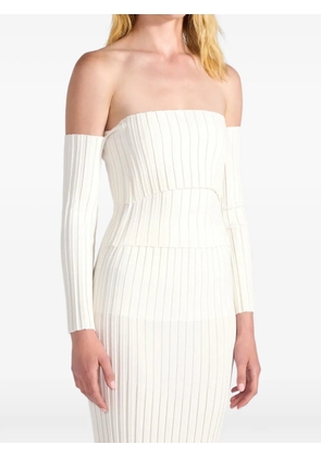 Liviana Conti Alicia off-shoulder ribbed top - Neutrals