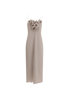 Magda Butrym floral-appliqué slip dress - Neutrals
