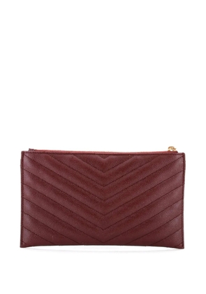 Saint Laurent Pre-Owned Classic Monogram Zip Bill Matelasse Chevron Leather Medium pouch - Red