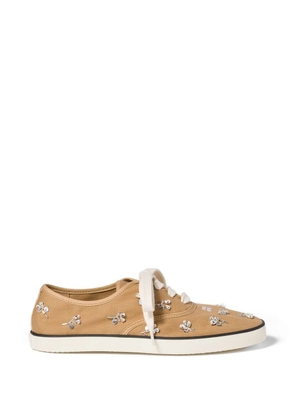 Miu Miu embroidered drill sneakers - Neutrals