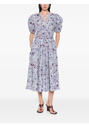 Ulla Johnson Adriana gathered floral midi dress - Blue