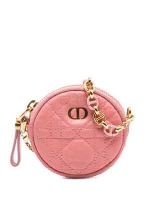 Christian Dior Pre-Owned 2021 Mini Lambskin Cannage Round Caro Pouch crossbody bag - Pink