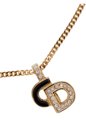 Christian Dior Pre-Owned 1990-2000 Gold Plated Rhinestone CD Logo Pendant Necklace costume necklace - Black