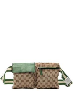 Gucci Pre-Owned 2000-2015 GG Canvas Web Double Pocket belt bag - Brown