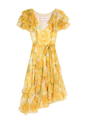 Valentino Garavani Papier Floral chiffon midi dress - Yellow