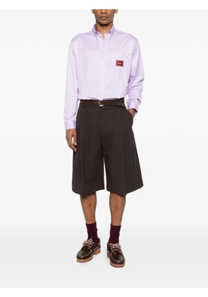 Drôle De Monsieur striped logo-patch shirt - Purple