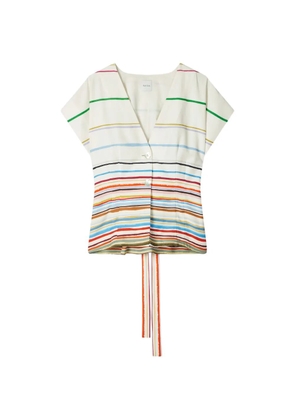 Paul Smith signature-stripe tie-waist top - Neutrals