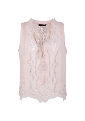 Seventy lace tassel top - Pink